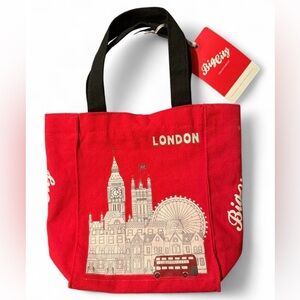 BIG CITY “LONDON” lunch tote NWT. Cotton canvas lined in red and white stripe